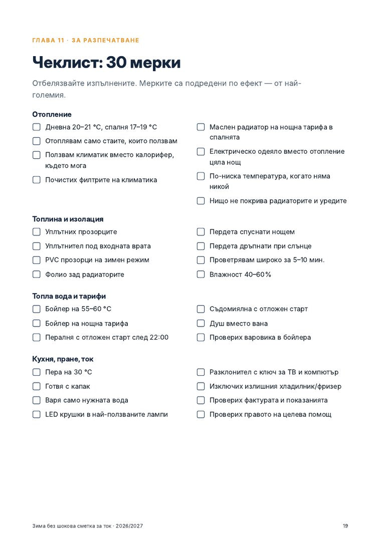 Чеклист с 30 мерки